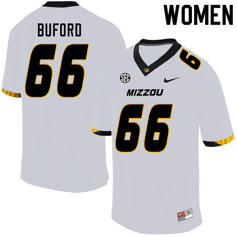Women #66 Jack Buford Missouri Tigers College Football Jerseys Sale-White - Click Image to Close